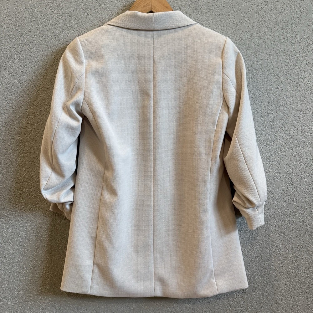 H&M Gathered Sleeve Blazer Ivory White Size 2 - Picture 2 of 4